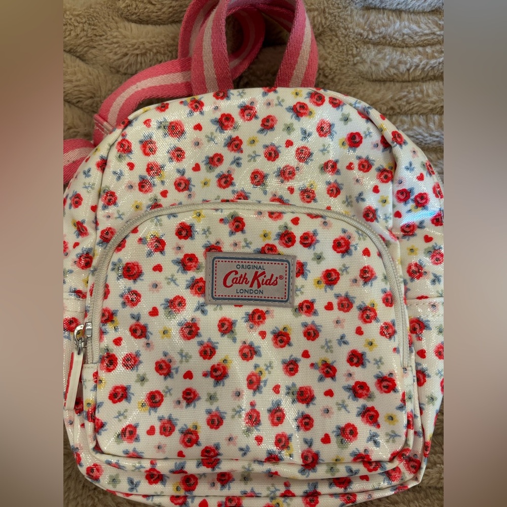 NWOT Cath’s Kids Floral wax coated Backpack mini bag cottage core Y2K zipper